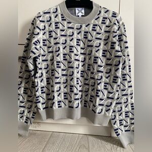 Grey Kenzo Sport Monogram Logo Jacquard Crew Sweater size S